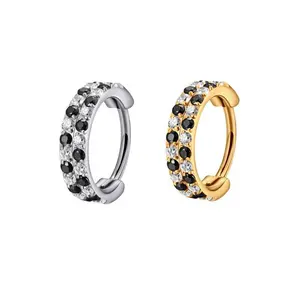 New 2025 Titanium Double Row Micro Gem Hinged Nose Hoop Jewelry Band