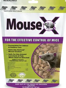 EcoClear Products MouseX Pellets 620200-6D 8 oz Bag for Rats & Mice Control Safe Natural Ingredients Effective Rodent Management