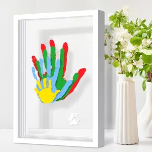 Family Handprint Kit - DIY Handmade Keepsake Wooden Frame - Family Gift - For New Parents And Parents-to-be, Includes 6 Acrylic Paint Colors