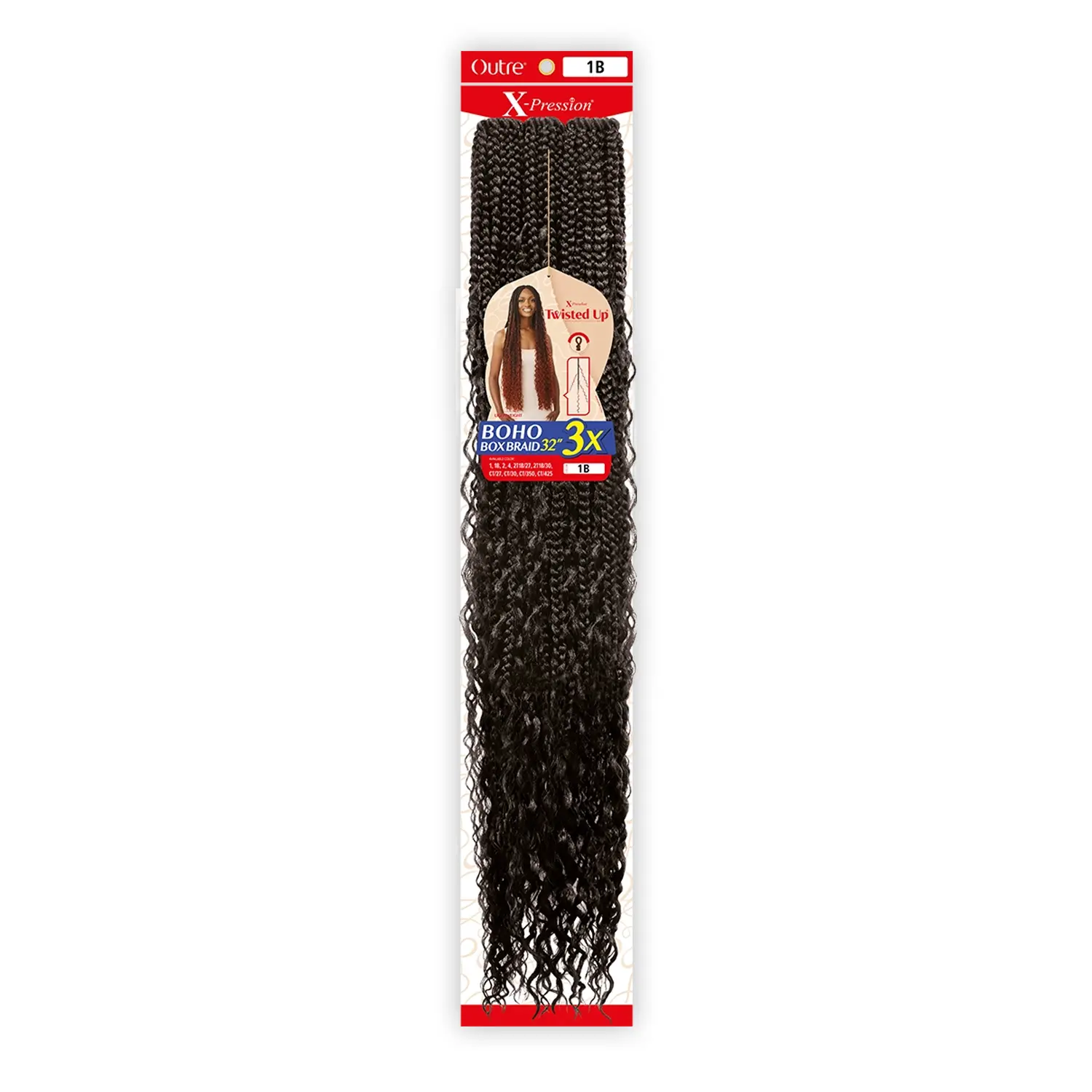 Outre Crochet Braids X-Pression Twisted Up 3X Boho Box Braid 32", Synthetic Braids, Crochet Braids Synthetic Braided Lace Wigs