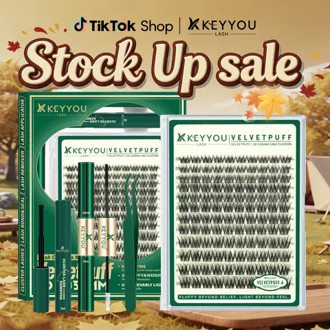 KEYYOU Natural Wispy Lash Clusters, VelvetPuff & Daydream Series 0.03mm 120 Pcs Ultra Soft Lightweight Individual Lashes, Waterproof Soft Band DIY Eyelash Extensions for Natural Fluffy Beauty #September Stock Up