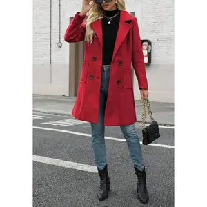 Women's Winter Wool Blend Camel Mid-Long Coat Notch Double-Breasted Lapel Jacket Outwear Can be used with raincoatGift