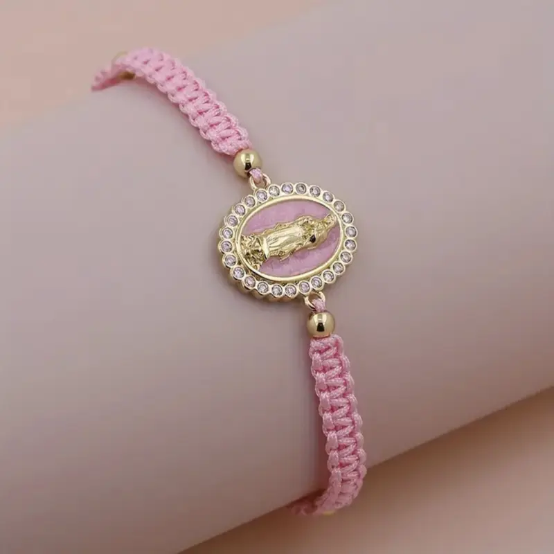 TMANI Adjustable Virgencita Charm Fabric Bracelets - Matching Bracelets for Couple Bonding, Family Bonding, Daily Wear & All Seasons, Valentine's Day Friendship Gifts (Fashion Costume Jewelry Accessories)