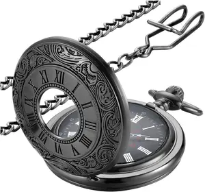 Pocket Watch Roman Numerals Scale Quartz Pocket Watches with Chain Christmas Graduation Birthday Gifts Fathers Day