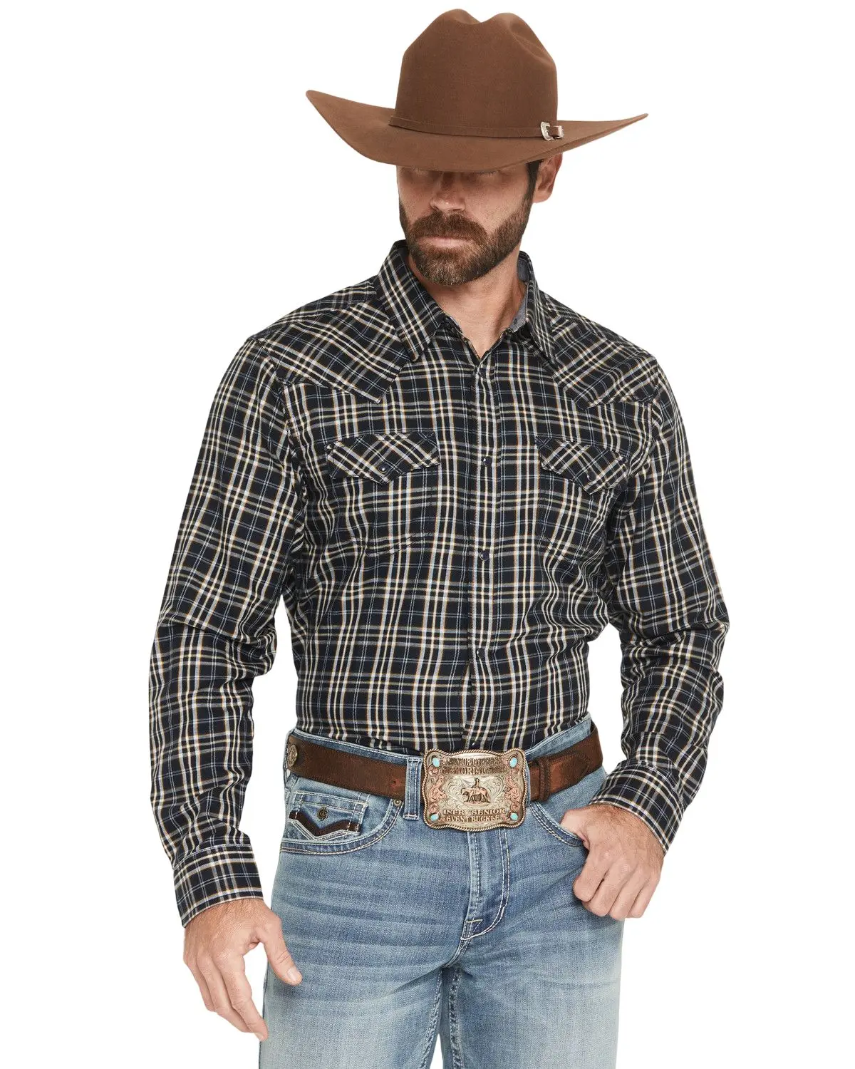 Cody James Men's Men'S Warriors Way Plaid Print Long Sleeve Snap Western - Cjho25w2-Dbl