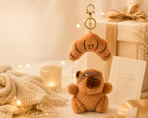 Cute Capybara Plush Keychain, Soft Stuffed Animal Backpack Charm with Parachute Design, Mini Plush Toy Key Ring, Adorable Gift for Kids, Teens, Women and Capybara Lovers