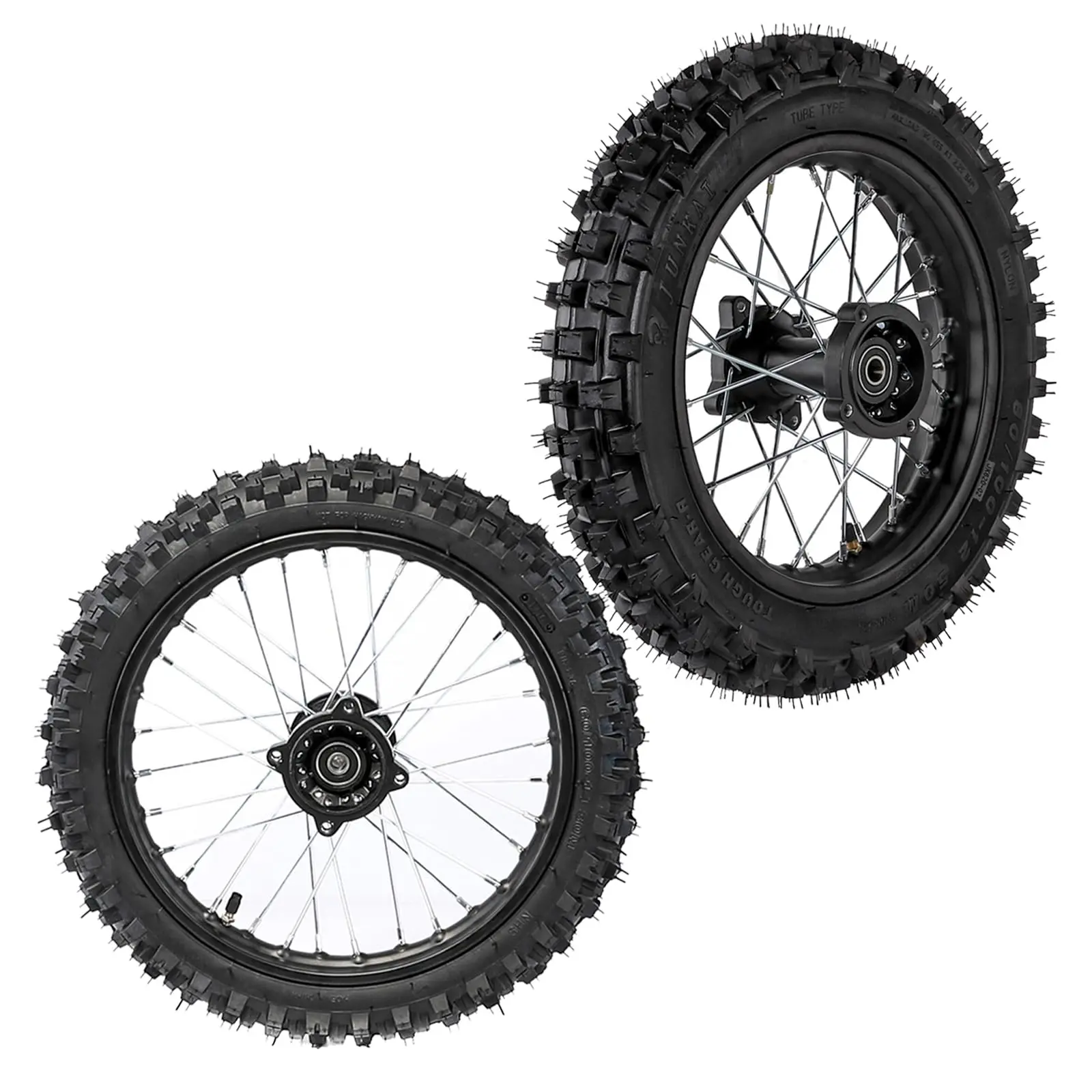 14" and 12 inch Dirt Bike Wheels Tire and Rim – 60/100-14 Front and 80/100-12 Rear Wheel, 15mm Bearing, Disc Brake – for Pit Dirt Bike Apollo Taotao SSR Coolster SSR SDG 70cc 90cc 110cc 125cc 140cc