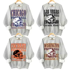 College Team Football Sweatshirt Sport Grey – Vintage Game Day Crewneck Pullover with City & Year Graphics, Unisex Team Spirit Apparel, Cozy Fall Outfits & Gifts for Fans, Custom Your Team