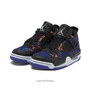 Black Mid-Top with Multi-Color Tiger Stripe Sneakers