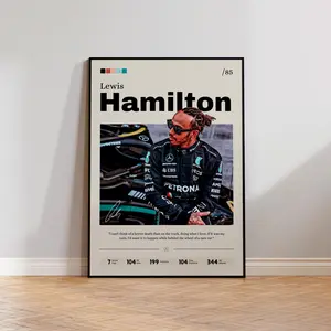Lewis Hamilton Poster,  Motorsport Decor, Grand Prix Illustration, Car Racing Artwork, Driver Portrait