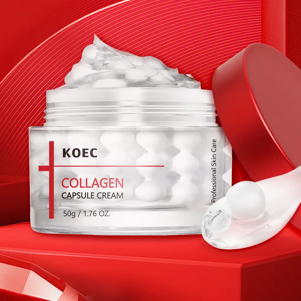KOEC Triple Collagen & Niacinamide Capsule Cream - Brighten with Nicotinamide, Deep Hydration & Firming Power, Moisturizing Skincare Hydrating Gel 50g