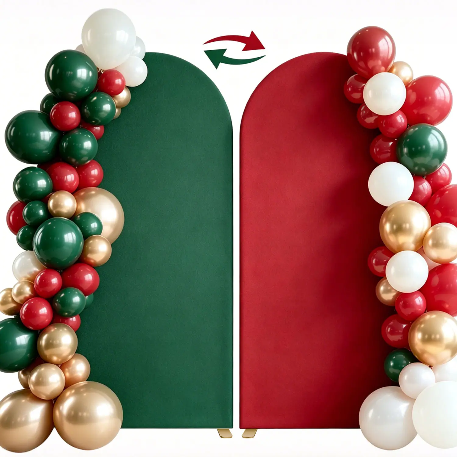 Double Sided Dark Green Burgundy Solid Arch Cover 3.28x6.56ft Stretch Spandex Tension Fabric Arch Backdrop Cover Reusable Matte Background for Wedding Birthday Christmas Holiday Baby Shower Photo Booth Party Decorations
