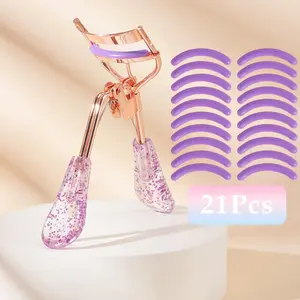 Eyelash Curler & Replacement Strips Set, 21pcs/set Professional Eyelashes Curler & Replacement Strips, Eye Makeup Tool for Women & Girls