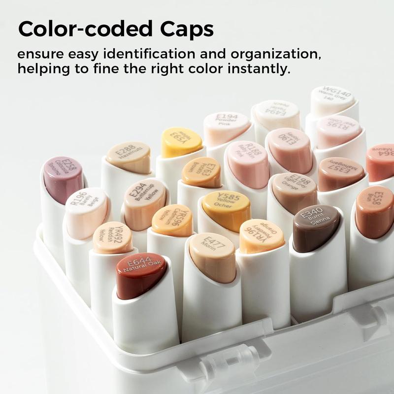 Ohuhu Alcohol Markers Double Tipped: Slim Broad & Fine - 24/60/108 Colors - Art Marker for Artists Adult Coloring Drawing Landscape Sketch - Kaala Series of Ohuhuart