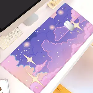 Cloud Star Pattern Mouse Pad, 1 Count Extended Large Non-slip Rubber Base Desk Mat, Durable Oblong E-sport Gaming Keyboard Pad for Office, Home, Gift