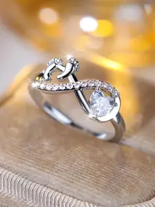Fashion Heart & Foot Design Rhinestone Decorated Ring, Fashion Hand Jewelry for Party, Daily Clothing Decor, Trendy All-match & Exquisite Jewelry for Gift, Valentine's Day, Gift, Heart Cluster Ring