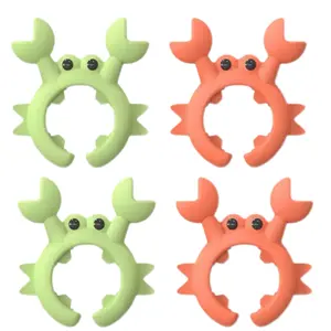 Crab Design Silicone Spatula Holder 4 PCS Set Adjustable Over Spill Stopper for Cooking Utensils Durable Kitchen Gadget