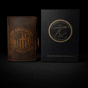 2nd Amendment 1776 Cross Flag Brown Leather Pop Up Wallet