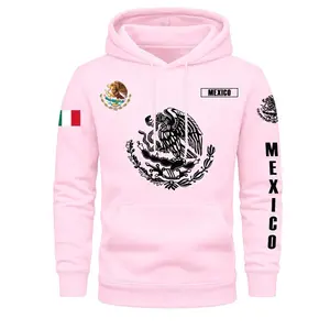 Sport Activewear Mexican Flag & Eagle Pullover Hoodie for Men Women, Mexico Hooded Sweatshirt Print Sleeve Daily Outdoor Casual Sportswear
