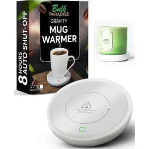 Coffee Mug Warmer with Auto Shut-Off – Compact 17W Cup Warmer for Desk with Gravity Switch – Electric Candle Warmer Plate for Jar Candles – Keeps Coffee, Tea & Drinks Warm – Safe & Durable (White)