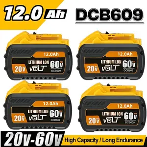 DCB609 12.0Ah Replacement Battery for 20V 60V Lithium-Ion Compatible with DCB609 Power Tools Shockproof ABS Housing 60V 12Ah Triple Protection
