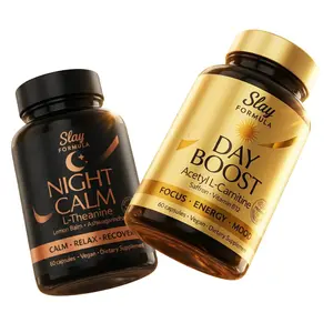 Slay Formula Day & Night Dietary Supplement Kit - 120 Caps Vegan Health & Wellness Vitamin B Complex, Acetyl-L-Carnitine, Ashwagandha, Saffron, C, Magnesium, Zinc, L-Theanine for Focus, Energy | Natural Supplements Box