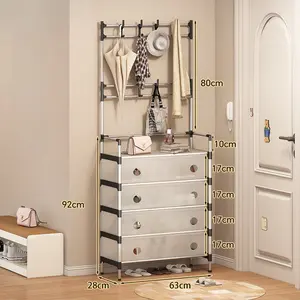 Freestanding coat rack, 3-in-1 multifunctional shoe rack, coat rack and storage rack with 8 hooks, suitable for entrance halls, corridors, living rooms, bedrooms organizer