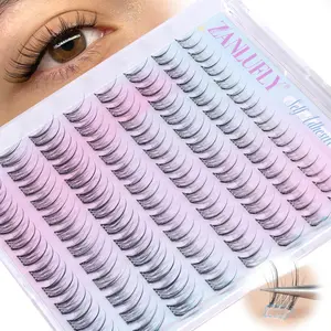 Self Adhesive Lash Clusters Natural Self Adhesive Eyelashes Wispy Pre glued Eyelash Clusters zanlufly No Glue Lashes 8-14mm Press on Eyelashes Natural Look DIY at Home