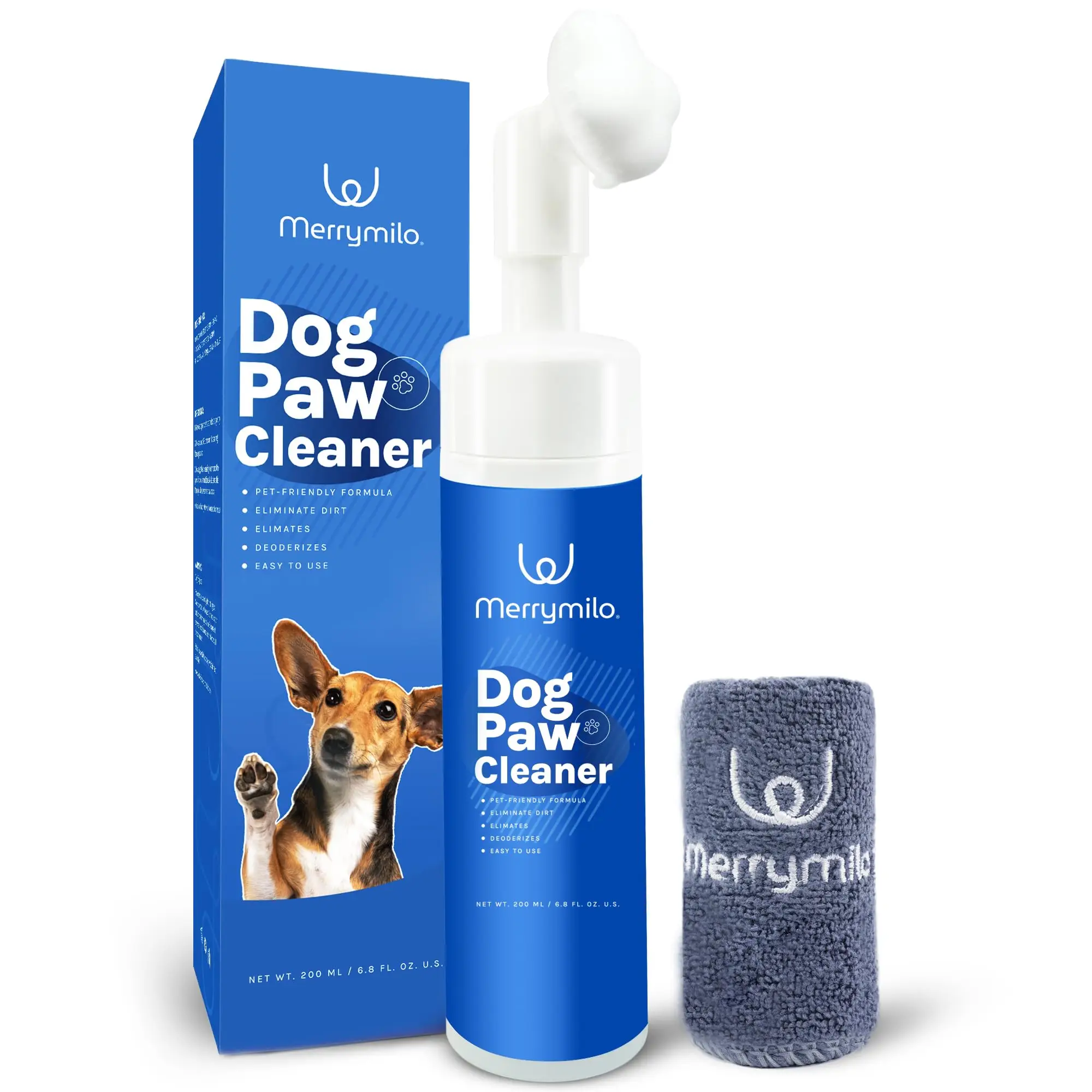 Dog Paw Cleaner waterless Foam: MerryMilo No-Rinse Paw Foaming Cleanser - Natural Formulated Paw Cleanser Dogs