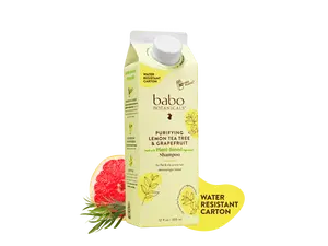 Babo Botanicals Purifying Lemon Tea Tree & Grapefruit Shampoo – Made with Plant-Based Ingredients – For Flat & Oily-Prone Hair – Dermatologist Tested – 12 fl oz (355 ml)