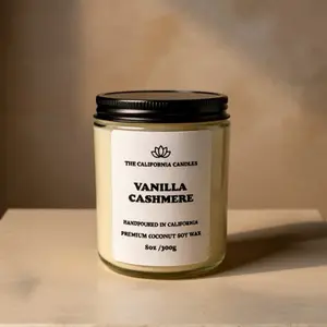Vanilla Cashmere Handmade Candles made with Premium Coconut Soy Wax 8oz 300g Scented Candle. Handmade