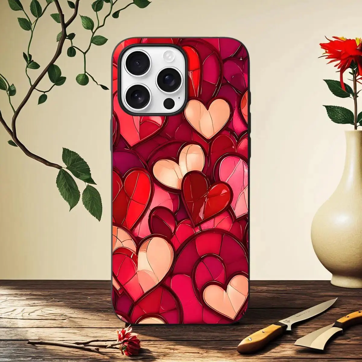 Coquette Red Hearts Love Phone Case,Shockproof Silicone,Slim, Anti-Scratch Soft Microfiber Lining For iPhone16 15 15Pro Max 14 14Pro 13 12 11 16promax