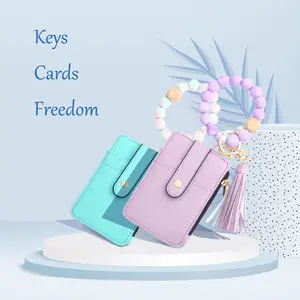 3-in-1 Silicone Card Bracelet: Wearable RFID-Blocking Wallet & Secure Keychain for Travel, Running, Gym - Stretchable, Waterproof, Hands-Free Essentials Holder of tiktok macaron color