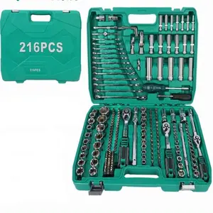 DIY Tool Kit 216-Piece Tool Set with Green Storage Box Multi-Functional Organizer for Home Projects & Automatic Repair
