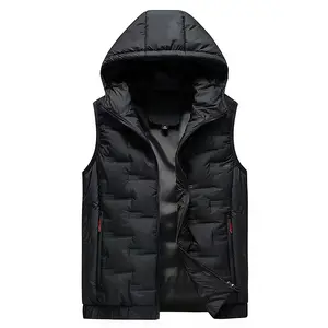 Men's Autumn And Winter Warm Cotton Vest Sleeveless Hooded Jacket Menswear Tops