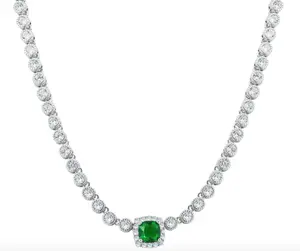 Isabella Tennis necklace with emerald