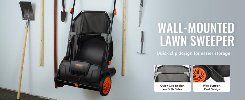 VEVOR Push Lawn Sweeper 21-Inch Leaf & Grass Collector with 3.5 cu. ft. Mesh Collection Hopper Bag,  , 2 Spinning Brushes & Strong Rubber Wheels VEVOR Super Brand Day