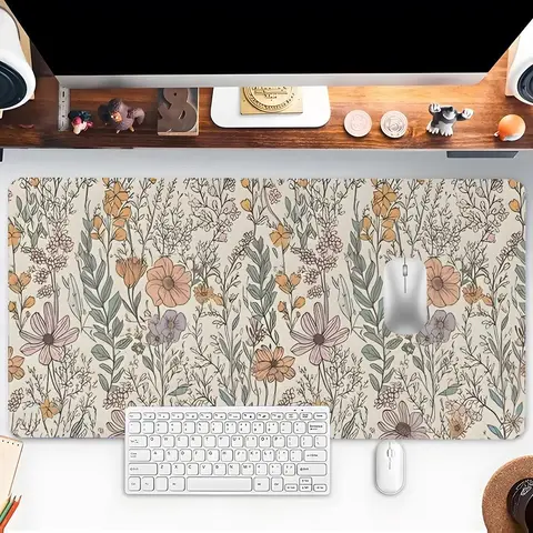 Vintage Floral Pattern Mouse Pad, Rectangle Gaming Mouse Pad, Non-Slip Rubber Base Desk Keyboard Mat for Home Office Game Room, Desktop Accessory, Desk Accessories, Computer Desk Accessories