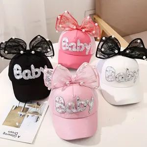 Cute Letter Cartoon Ribbon Cap Kids Baseball Sun Hat Cute Letter Cartoon Bow Cap Kids Baseball Sun Hat