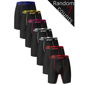 Men's Solid Color Top-stitching Letter Tape Boxer Brief, Breathable Comfortable Underwear for Daily Wear, Casual Men's Athletic Underwear for All Seasons, Menswear, Stretchy Boxer Pants(Sheet)