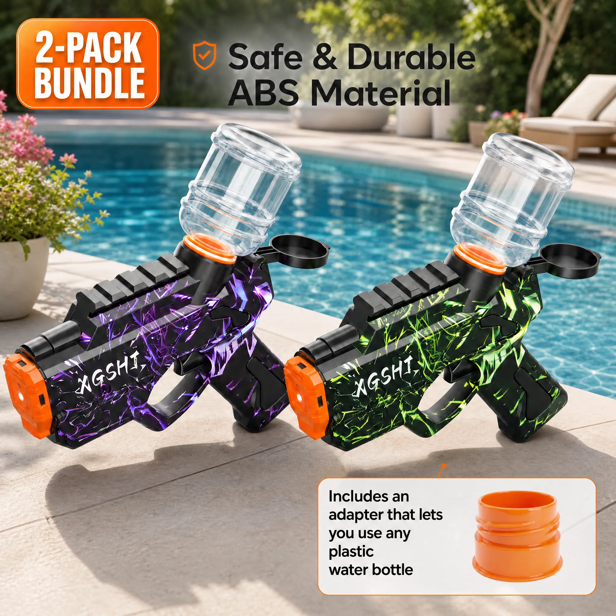 2-Pack Electric Automatic Water Blaster , Rechargeable High Capacity Squirt Blaster, Long Range Summer Pool Beach Backyard Outdoor Toy for Kids Teens Adults, Cool Gifts