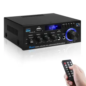 Stereo Audio Amplifier Upgraded AK45 Bluetooth Receiver for Home Stereo, 400W 2 Channel Wireless Bluetooth 5.0 Power Amplifier System with FM Radio, USB, SD Card, and Remote Control