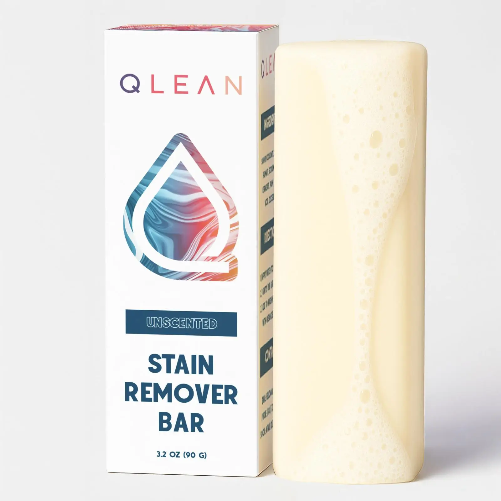 Qlean Vegan Stain Remover Bar for Fabrics, Laundry Bar Soap for Clothes – Plant-Based, Travel-Friendly Stain Remover for Grease, Wine, Coffee, Grass &