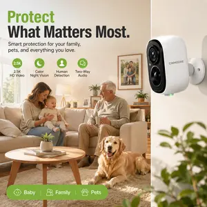 CINMOORE Security Cameras for Home Wireless, 2.5K HD Baby Monitor & Pet Camera, Color Night Vision, Two-Way Audio, Human Detection