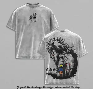 Master Jiraiya x Naruto Vintage Wash T-Shirt Anime Manga Graphic Tee, Heavyweight Streetwear, Japanese Anime Gift , Naruto Merch Naruto Anime Graphic T-Shirt | Unisex Casual Tee Old School Naruto Anime Print Vintage Cotton Tee