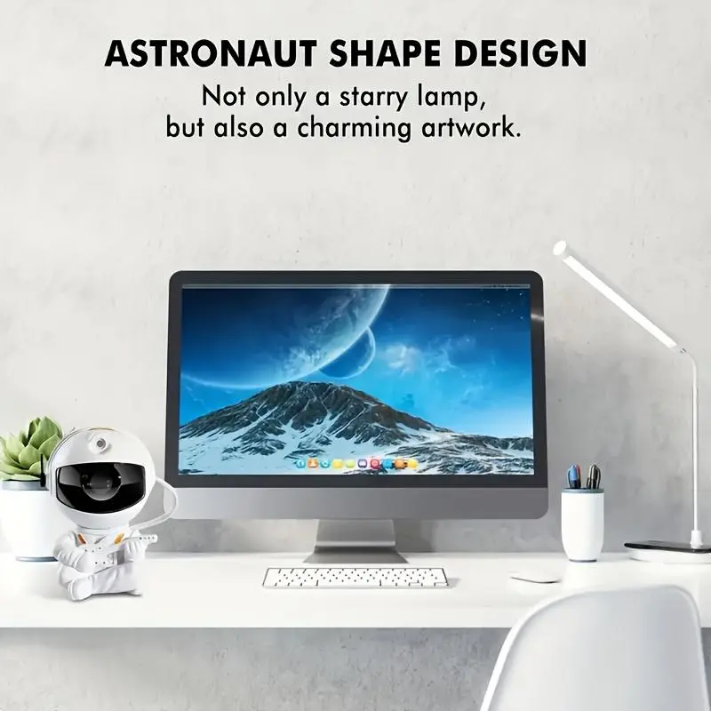 Projector Night Light, Astronaut Shape Ceiling LED Light Projector with Variable Nebula Effect & All- round Rotation, Starry Lamp Projector Ambient Light, Gift Aurora Projector Lamp Adjustable Rgb Lighting Audio Magnetic