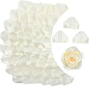 300pcs Premade Satin Ribbon Rose Petals Half-finished For Eternal DIY Ramos Forever Flowers Bouquets Everlasting Floral Wedding Anniversary Birthday Royal Blue