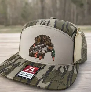[BUY 1 GET 2] Duck Hunting Dog Trucker Hat, Bottomland Camo Snapback Cap with Labrador Retriever & Mallard Embroidery, Outdoor Hunting Hat Gift for Men