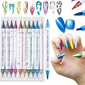 10 Colors 0.5mm Nail Art Pen Kit, Quick Drying Nail Polish Pens, DIY Nail Design, Home & Salon Manicure Tools, Acrylic Painted Pen Kit