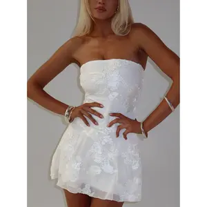 Meadow of Dreams Strapless Mini Dress White Floral Burnout Meadow of Dreams Strapless Mini Dress White Floral Burnout